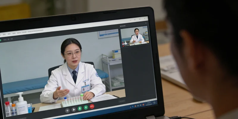 医疗示意图,展示通过支气管镜进