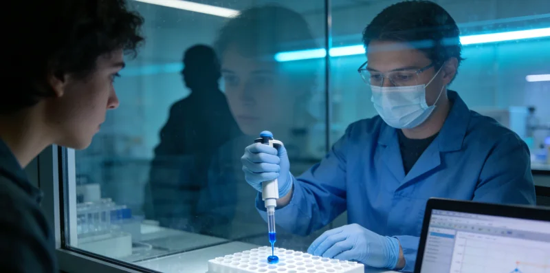 实验室内，专业技术人员正在操作