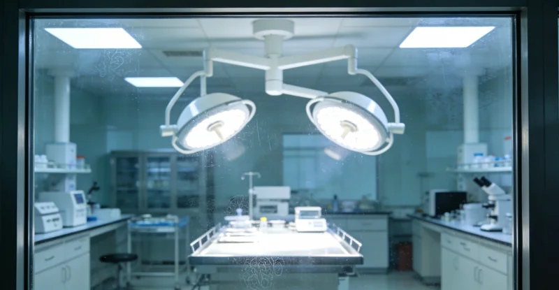 一位穿着白大褂的检验人员正在操