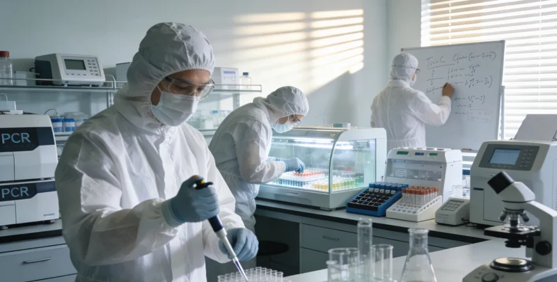 传统微生物培养实验室场景，与高