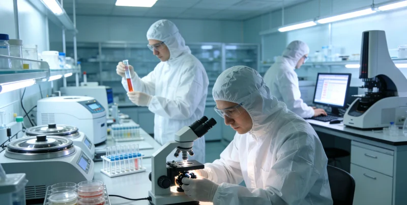 实验室内技术人员操作精密仪器进