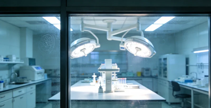 医学实验室内，技术人员正在精密