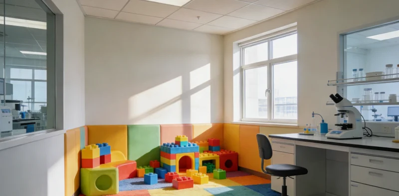 温馨的家庭场景,父母微笑着陪伴