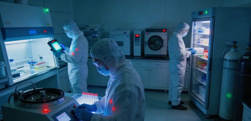 专业人员在进行基因测序实验操作