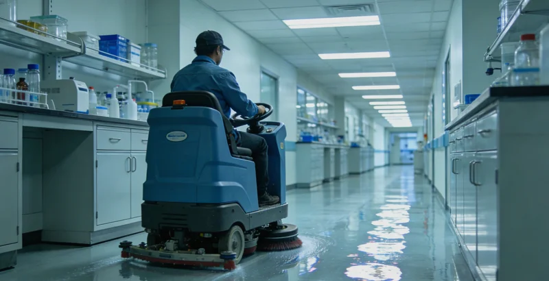 一位穿着工服的快递员正在查看手