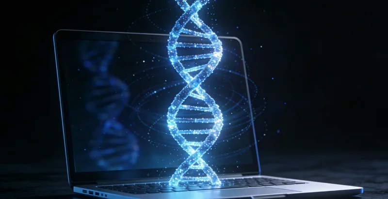 微观视角下的淋巴瘤细胞与基因链,体现基因检测的科学性