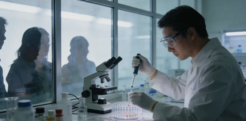 展现现代化医学实验室内部,不同