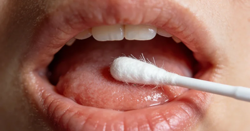 医护人员进行专业鼻咽拭子采样操