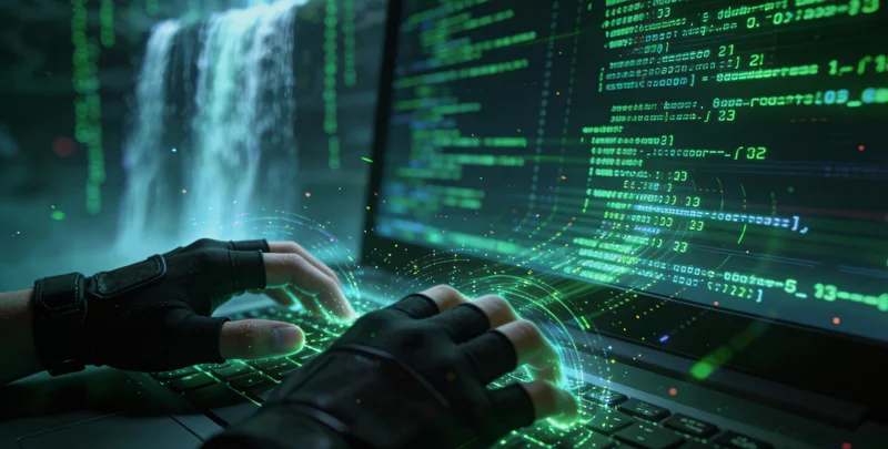 医生在电脑前分析复杂的基因测序