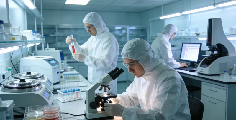 现代化医学实验室与检测仪器工作