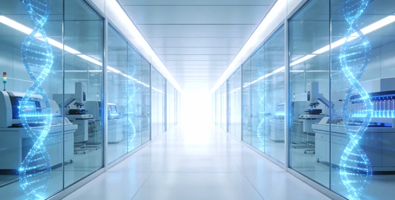 专业人员在明亮洁净的环境下为一位女士进行静脉采血