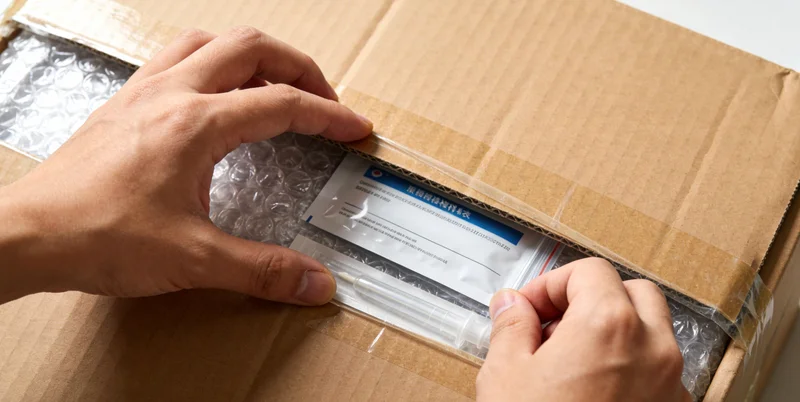 专业人员正在规范采集样本,旁边