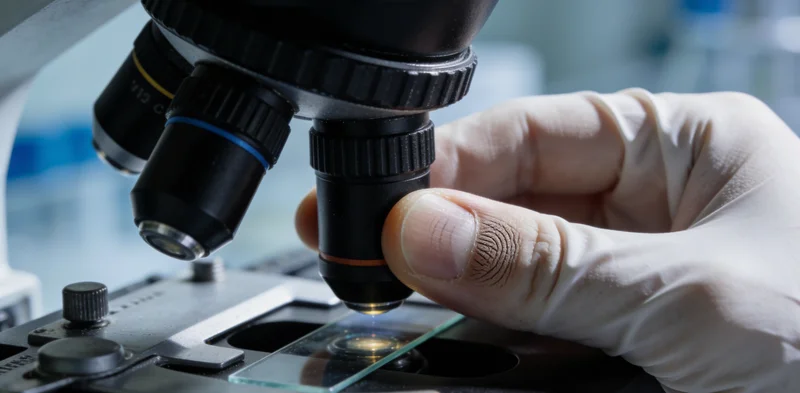 医生在灯箱前查看病毒性脑炎患者