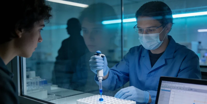 实验室内,专业技术人员正在操作