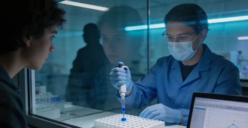 实验室中正在进行高通量基因测序