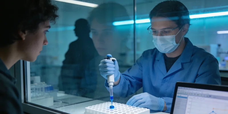 实验室技术人员在生物安全柜内进