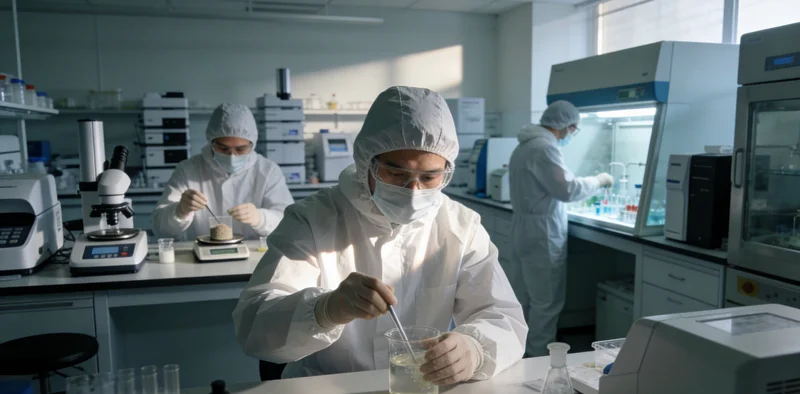 一位医护人员正在实验室里操作精