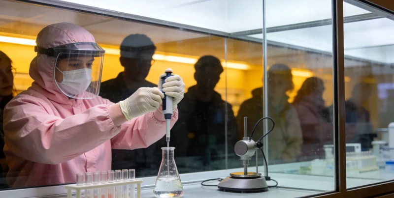 专业实验室人员进行样本检测的高