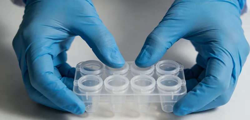 医生与患者家属共同查看并讨论基因检测报告