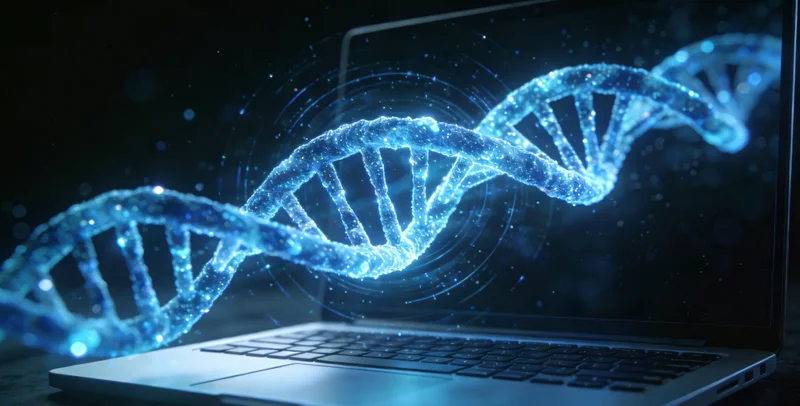 象征淋巴瘤基因检测的微观基因链与数字化医疗结合概念图