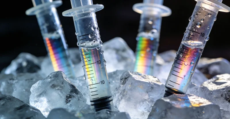 专业人员手持生物安全转运箱，准