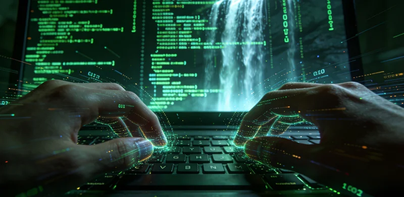 电脑屏幕上显示着彩色的基因序列