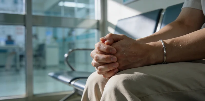 医生正在仔细查看肺部CT影像,