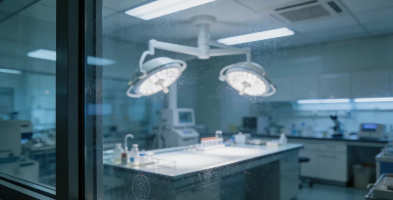 特写镜头下的科学实验室场景,展