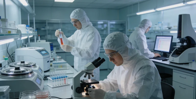 传统微生物实验室检测场景,突出