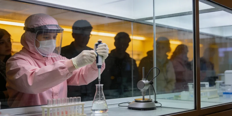 专业基因检测实验室，科研人员正在进行精密操作