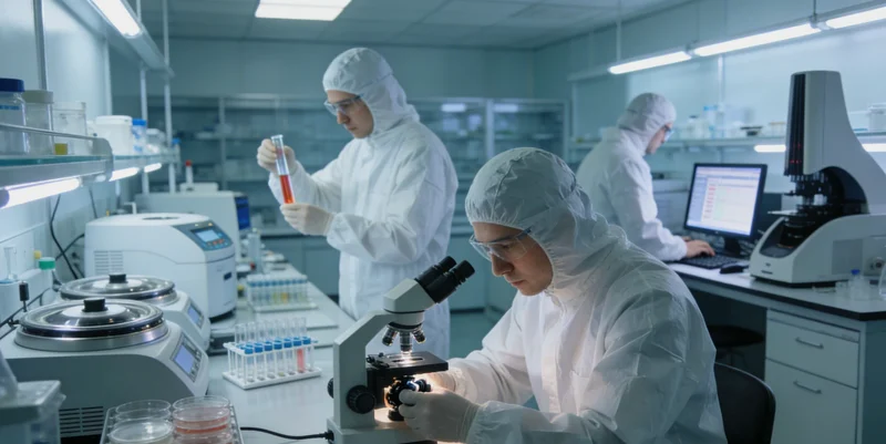 专业人员在实验室内进行基因检测分析