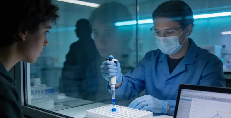 现代化基因检测实验室内部，技术