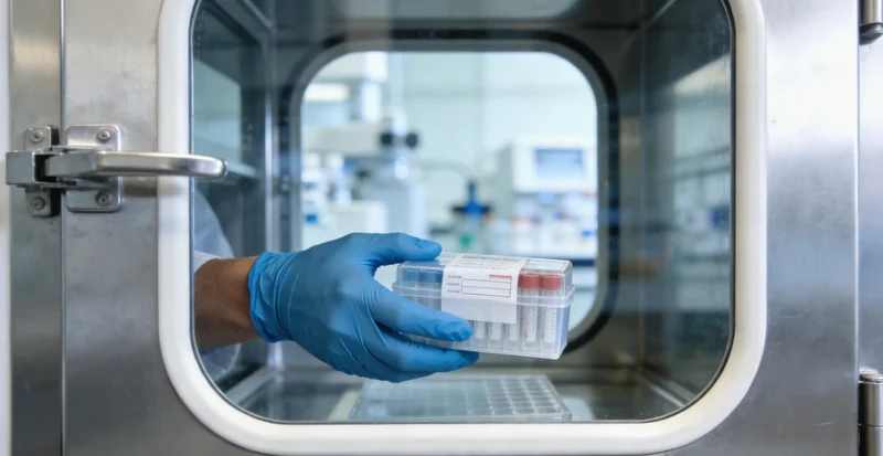 医生在诊室内,正指着基因检测报告向患儿家属进行详细解读