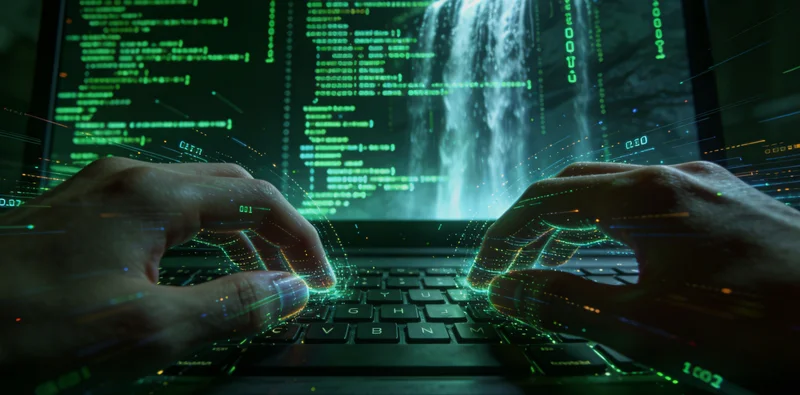 电脑屏幕上显示着彩色的基因测序