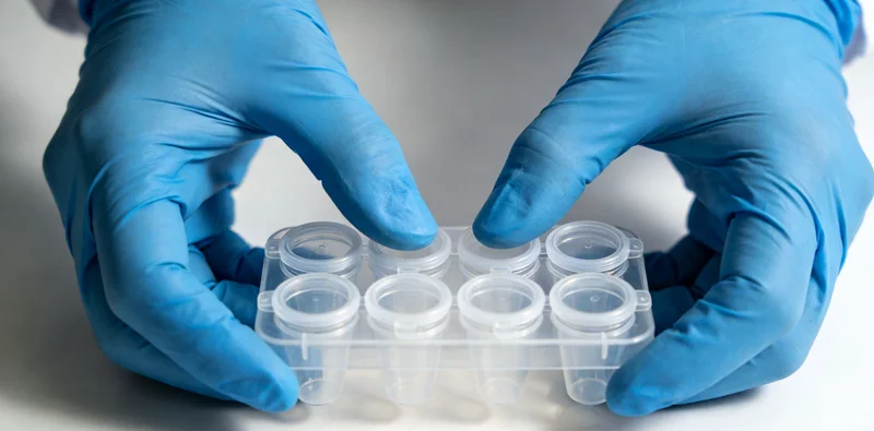 实验室技术人员正在生物安全柜内