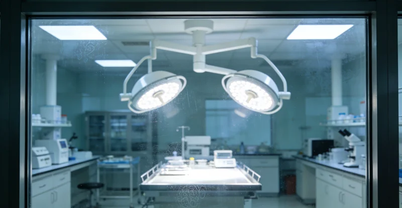 专业人士在解读基因检测报告，背景是现代化的实验室