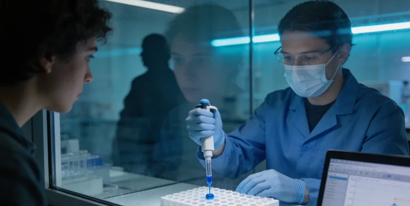 专业人士向市民讲解基因检测报告的示意图