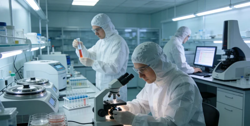 现代化基因测序实验室内部，科研