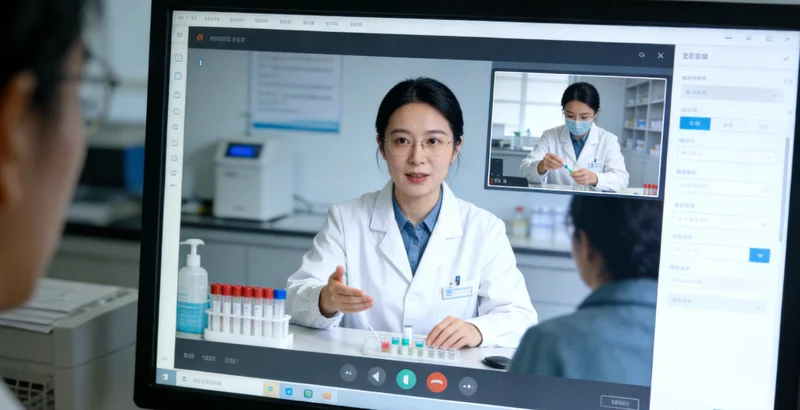 在康复室内,医生正在指导一位康