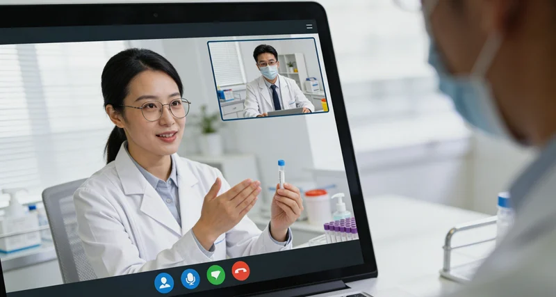 创意合成图：一侧是显微镜下的真