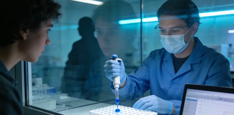 实验室技术人员操作高通量测序仪