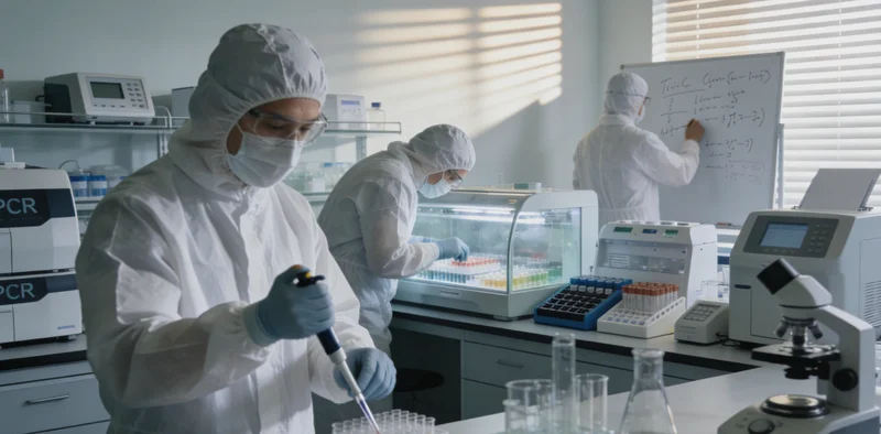 实验室技术人员操作高通量测序仪