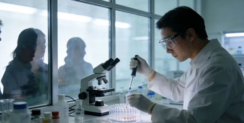 专业人士正在解读一份详细的甲状腺癌基因检测分析报告