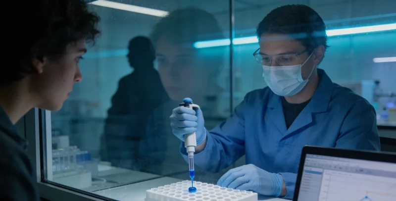 专业技术人员在实验室内进行基因