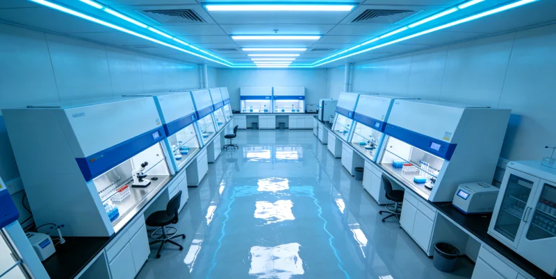 身穿白大褂的实验员在生物安全柜