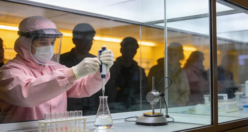 一位医生正在实验室分析基因检测