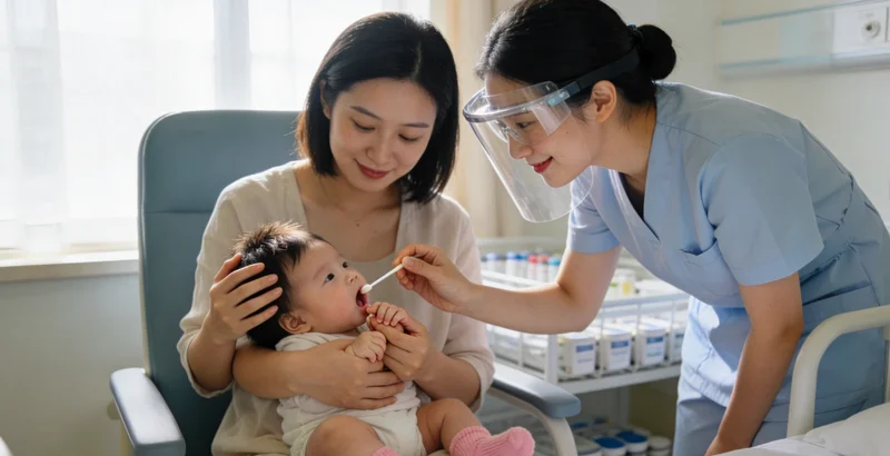 医生与患者正在讨论胸部CT影像