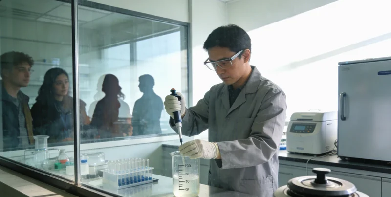 实验室内技术人员操作精密仪器进