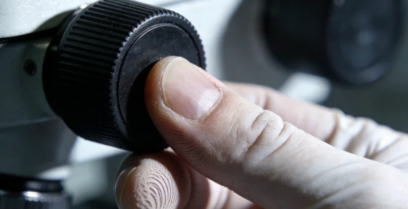 医生在办公室内，正向患者展示并