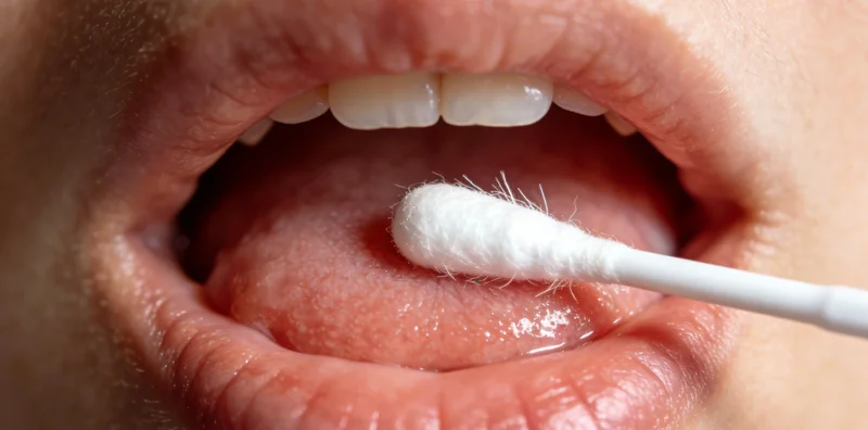 专业人员正在进行鼻咽拭子采样